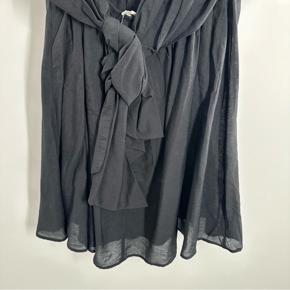 NWT Moon River Ruffle Square Neck Puff Sleeve Tie Back Cut-Out Mini Dress - Picture 7 of 11